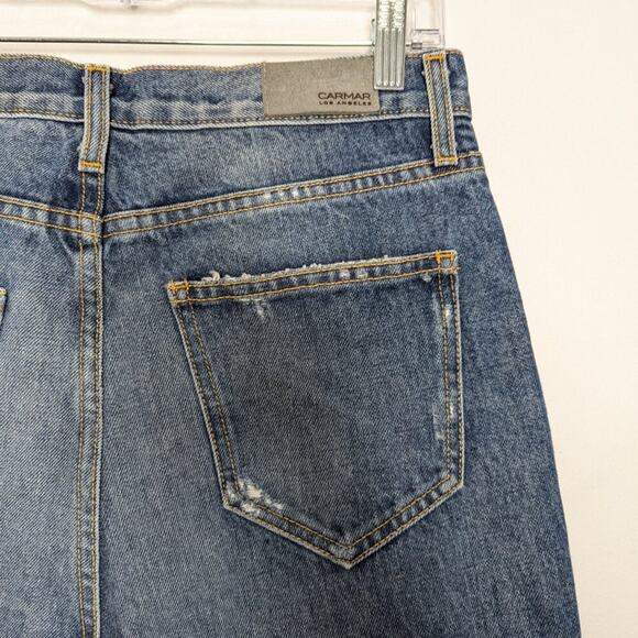 Carmar Blue Denim High Rise Straight Leg Distressed Ursula Jeans Size 29 NWT - Picture 10 of 11